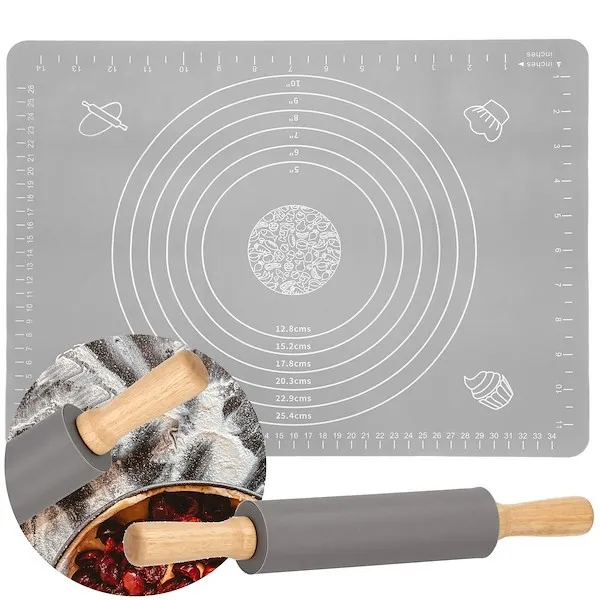 Silikonowa stolnica do ciasta 40x30 cm z wałkiem