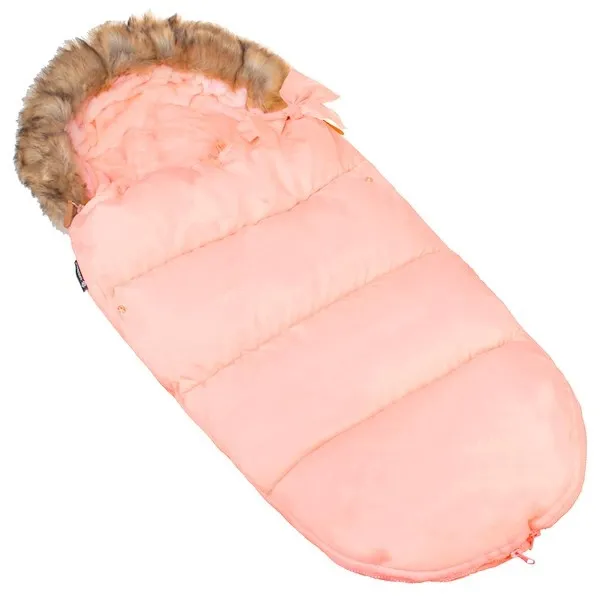 Różowy śpiworek z futerkiem do wózka, sanek