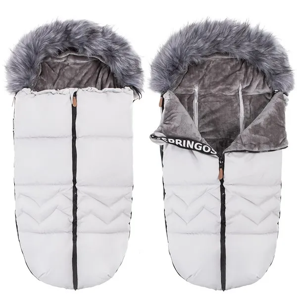 Śpiworek do wózka 4w1, śpiwór z futerkiem do sanek, gondoli 90 cm szary