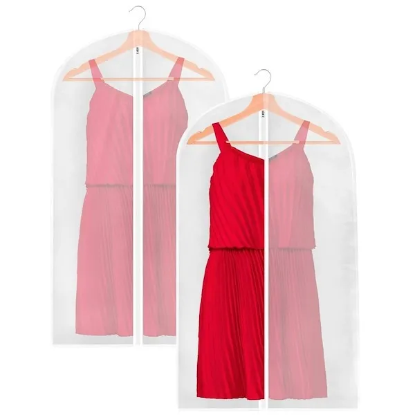 Pokrowiec na ubrania 2 szt. garnitur 100 cm z suwakiem zestaw biały transparentny