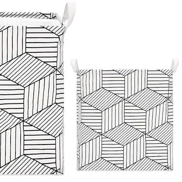 Kosz do przechowywania pojemnik na zabawki ubrania biało-czarny