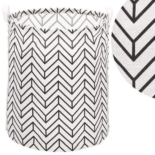 Kosz do przechowywania pojemnik na zabawki ubrania biało-czarny zygzak