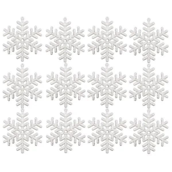 Zawieszki choinkowe białe śnieżynki na choinkę 8,5 cm 12 szt.