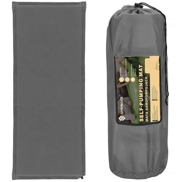 Mata samopompująca materac 180 cm z pokrowcem mata turystyczna szara