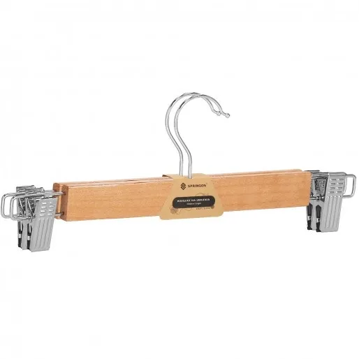 Wieszaki na ubrania 2 szt. klamrowe do spódnic, spodni naturalne drewno
