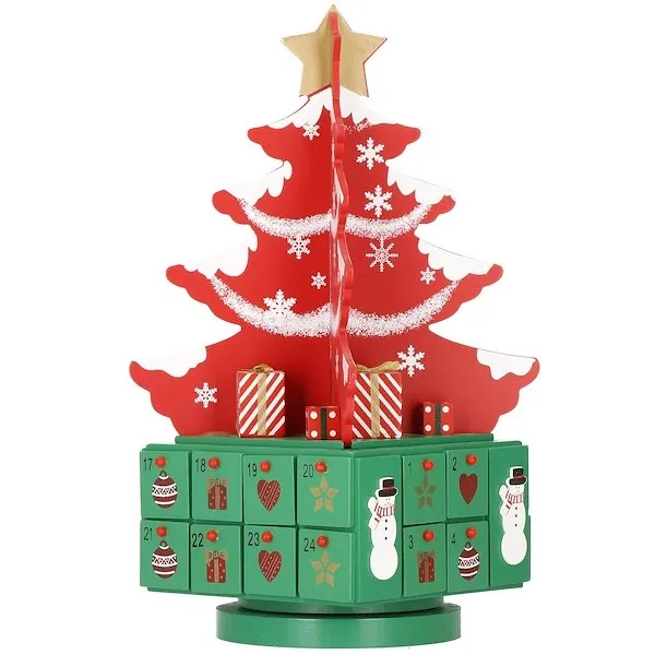 Kalendarz adwentowy drewniana choinka z szufladkami