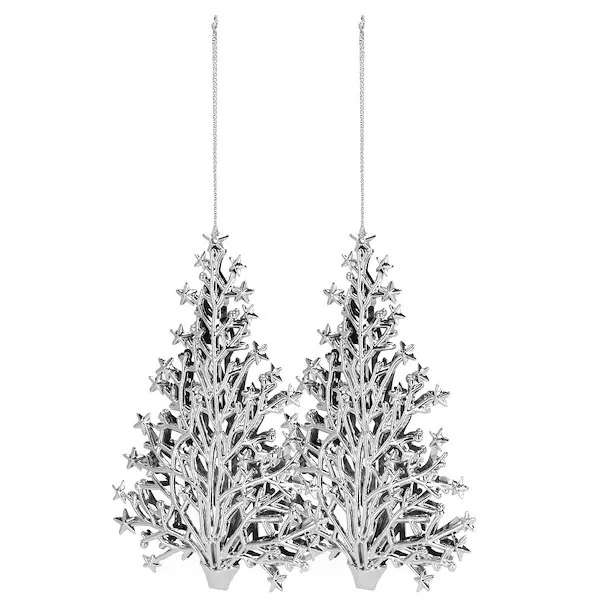 Zawieszki choinkowe 2 szt. choinka srebrna