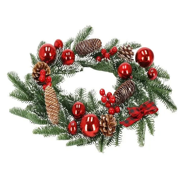 Wieniec świąteczny stroik na drzwi ozdobny 35 cm z bombkami