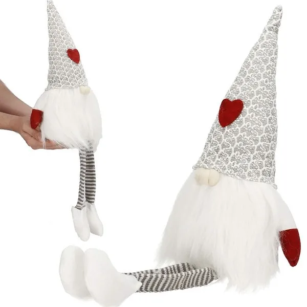 Skrzat 40 cm ozdoba świąteczna, siedzący krasnal świąteczny, gnom