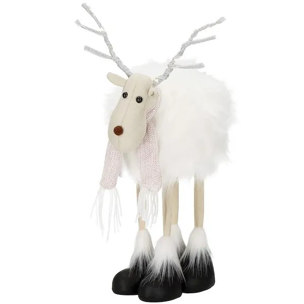 Renifer świateczny 48 cm figurka świecący łoś biały