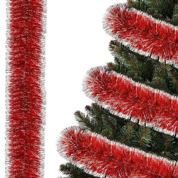 Łańcuch choinkowy 6m czerwono-srebrny, girlanda na choinkę, średnica 7cm