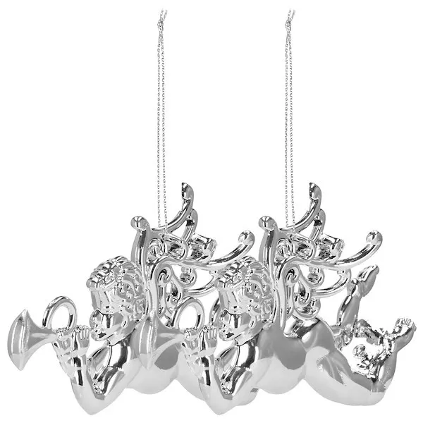 Zawieszki choinkowe 2 szt. aniołek ażurowy srebrna