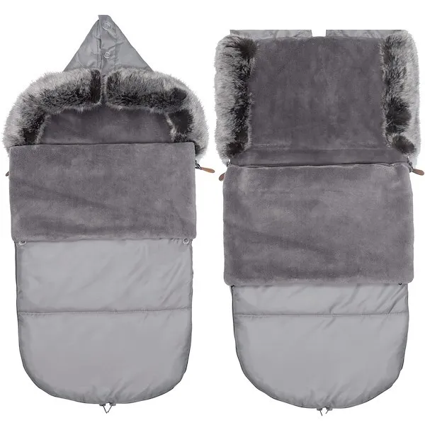 Śpiworek do wózka 4w1, śpiwór z futerkiem do sanek, gondoli 80 cm szary