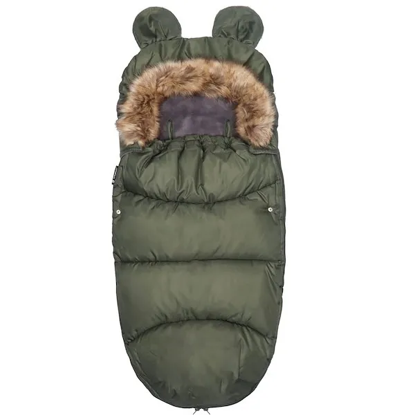 Śpiworek do wózka 4w1, śpiwór z futerkiem do sanek, gondoli 96 cm zielony