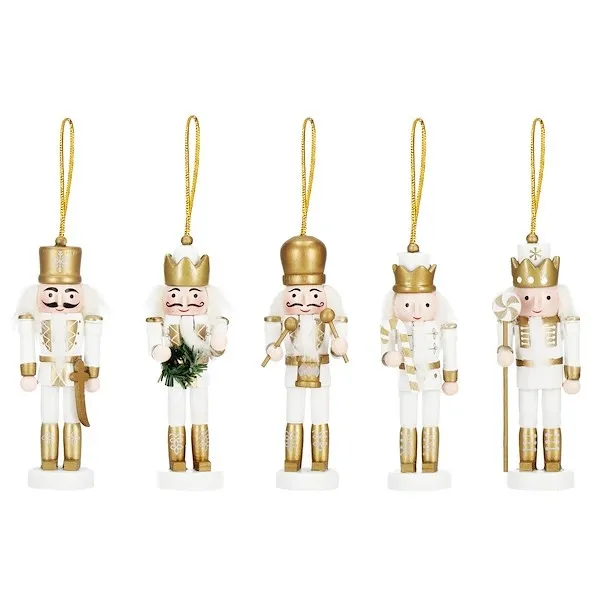 Zawieszki świąteczne 5 sztuk dziadek do orzechów ozdoby choinkowe drewniane