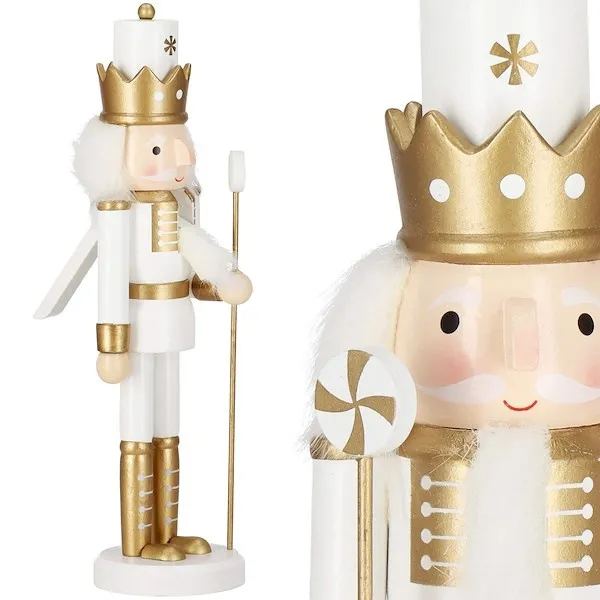 Dziadek do orzechów 30,5 cm drewniany żołnierzyk złoty, figurka świąteczna