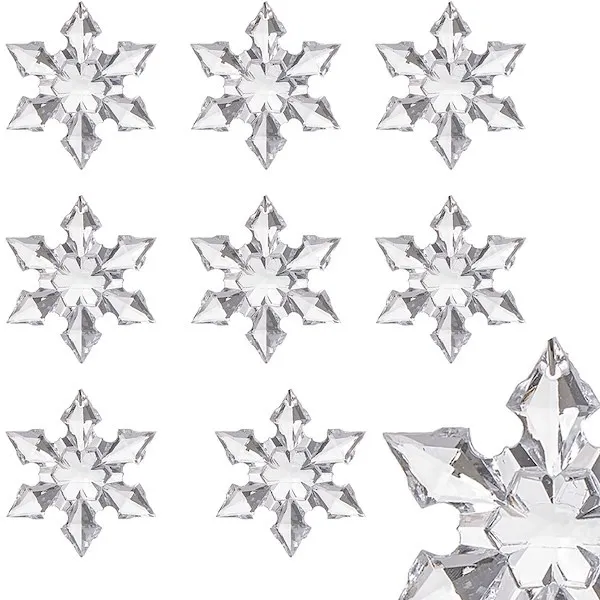 Kryształki 9 szt. bombki choinkowe śnieżynki przezroczyste zawieszki