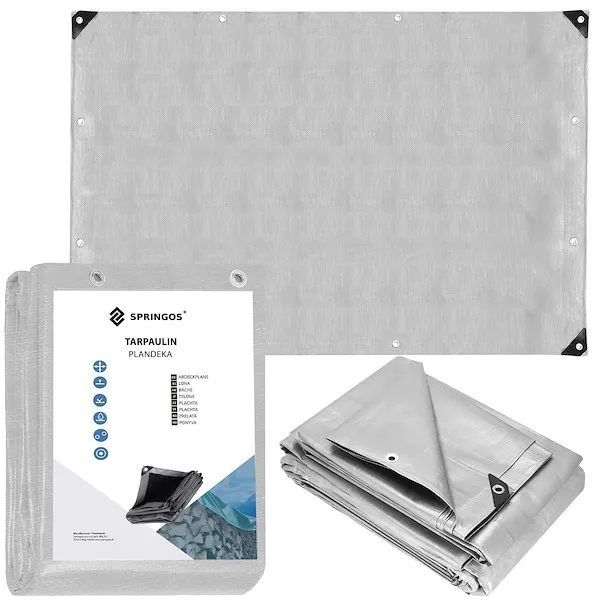 Plandeka 4x7m 270g/m2 gruba płachta ochronna szara