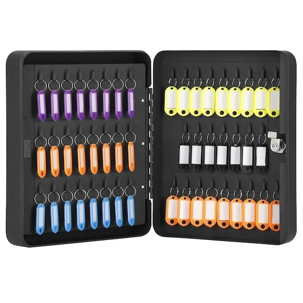 Skrzynka na klucze, metalowa 100 szt. zawieszek na klucze kasetka, sejf czarny