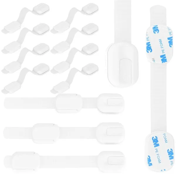 Blokada szuflad, zabezpieczenie szafek, mebli pasek 8 szt. białe