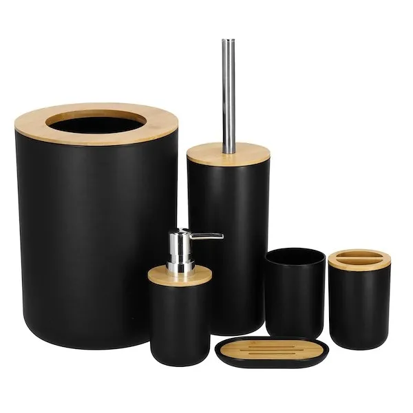 Zestaw łazienkowy 6 szt. komplet akcesoriów czarny