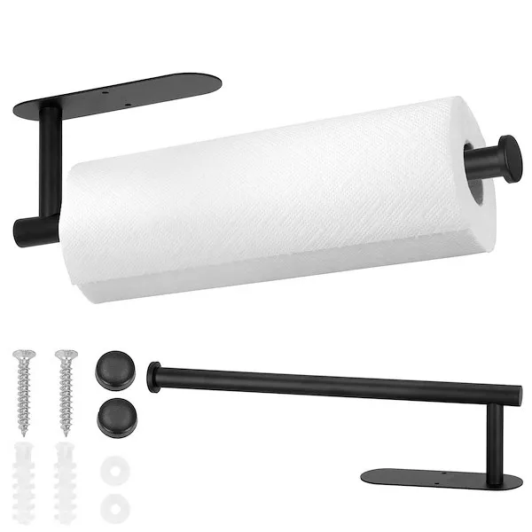 Uchwyt na papier ręcznikowy samoprzylepne akcesorium kuchenne stalowe czarne