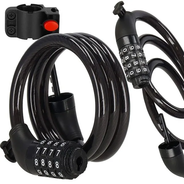 Zapięcie rowerowe, blokada na rower linka na kod czarny 95 cm