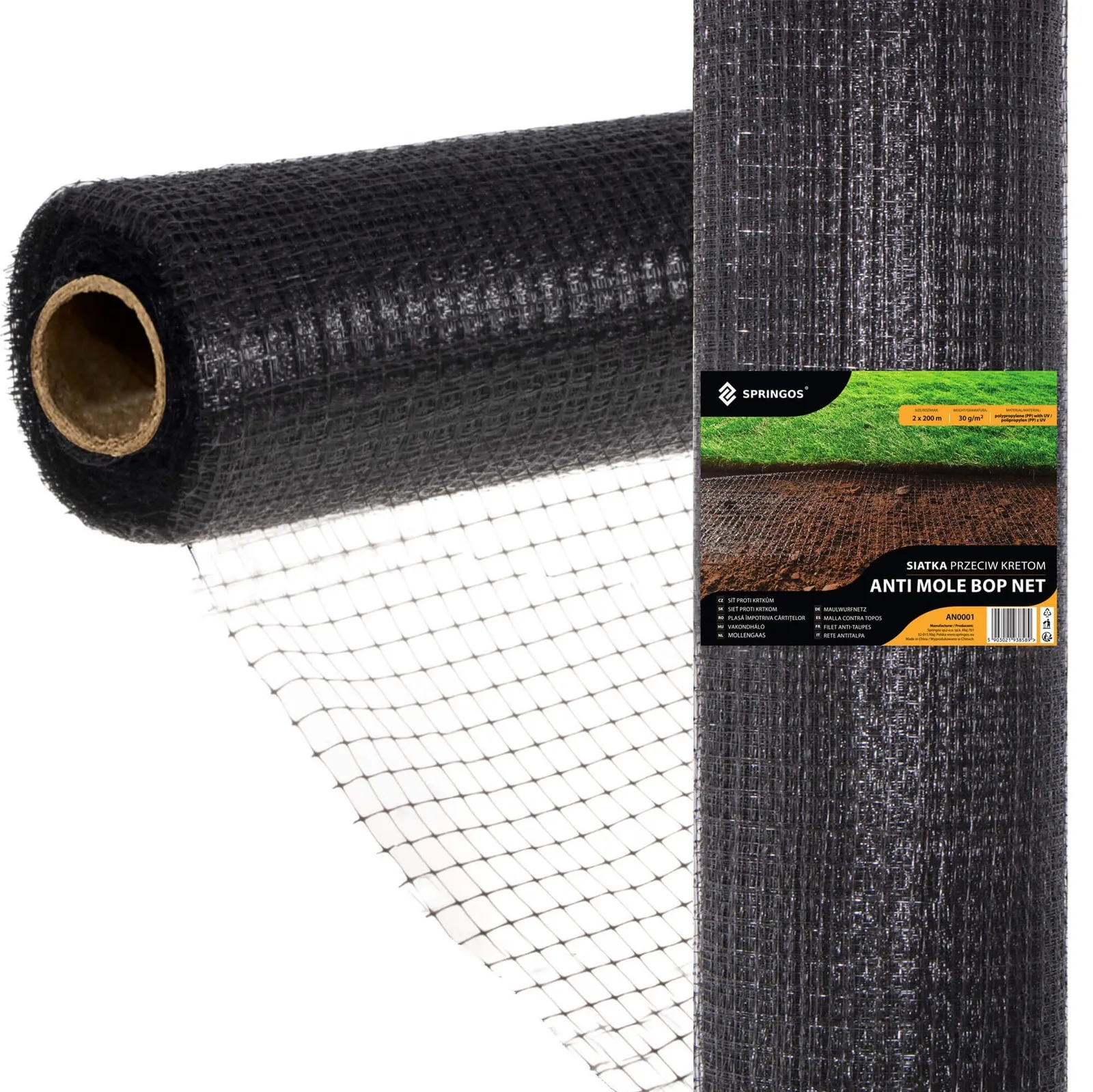 Siatka na krety 1m x25 m przeciw kretom, nornicom 30g/m2 pod trawnik