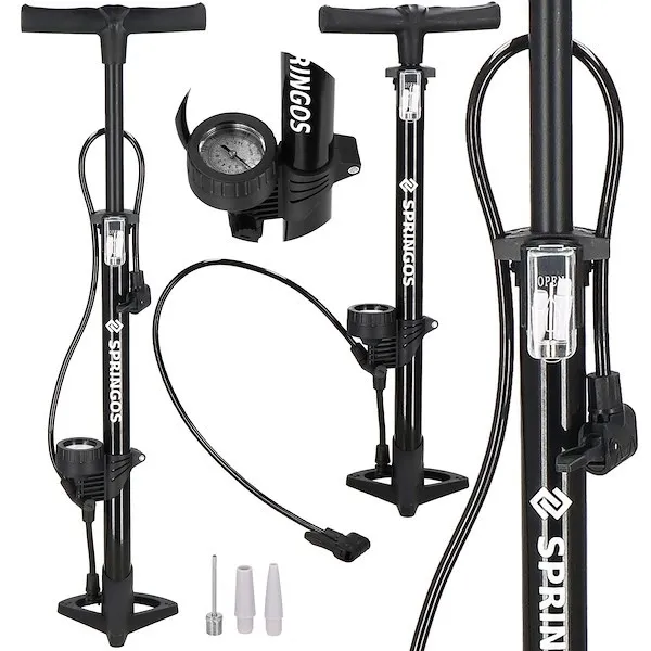 Pompka rowerowa z manometrem 11 bar, pompka podłogowa do rowerów