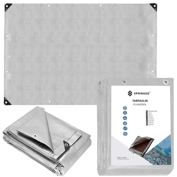 Plandeka 4x7m 210g/m2 gruba płachta ochronna szaro-brązowa