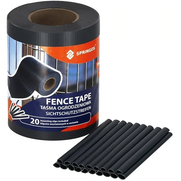 Taśma ogrodzeniowa PVC 35m x 19 cm 450 g/m2 z klipsami mocującymi 20 szt. antracyt