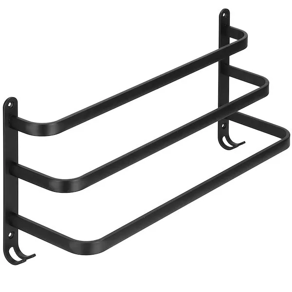 Wieszak łazienkowy na ubrania z 4 haczykami aluminiowy na ręczniki czarny