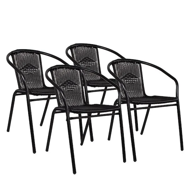 Krzesła ogrodowe 4 szt. metalowe na taras czarne zestaw