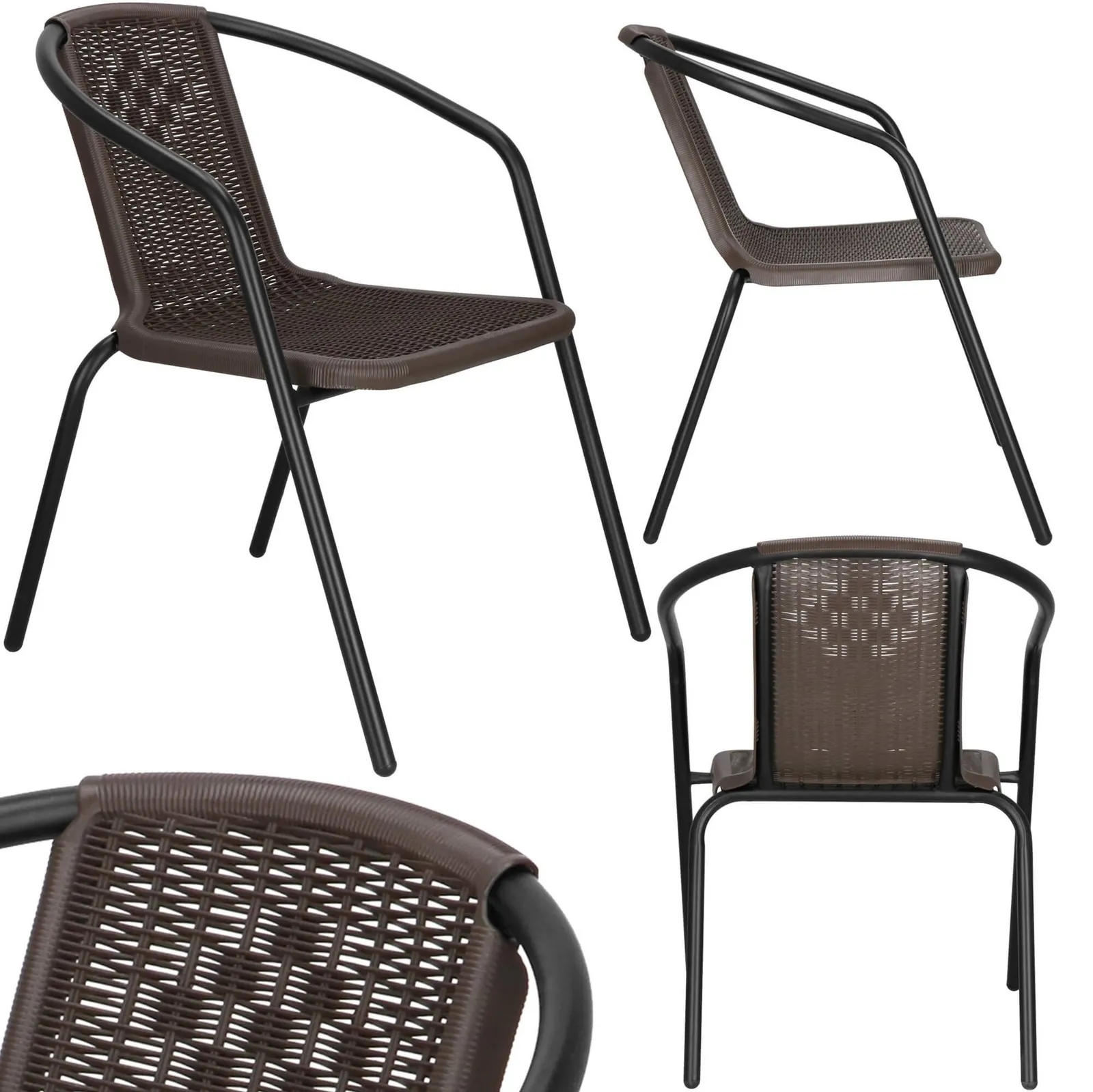 Krzesło ogrodowe 2 szt. metalowe na balkon brązowe