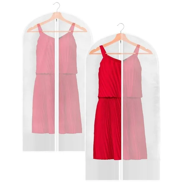 Organizer na ubrania 2 szt. pokrowiec na garnitur 150 cm z suwakiem zestaw biały transparentny