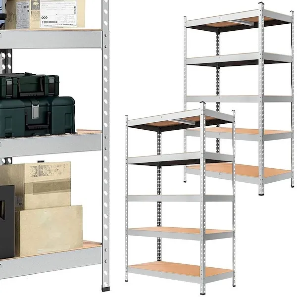 Regały metalowe magazynowe 2 szt. 205x120x45cm 1000kg 5 półek do garażu, piwnicy