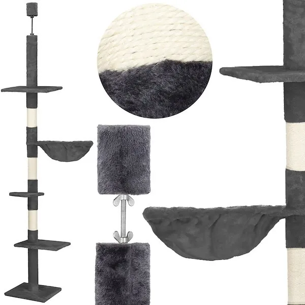 Słupek do drapania dla kota sufitowy sizal drapak 245 - 260 cm