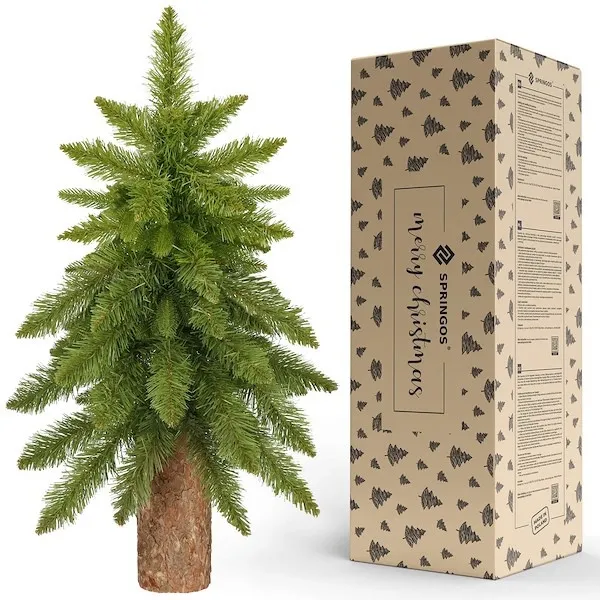 Sztuczna choinka na pniu 90 cm jodła mini drzewko świąteczne