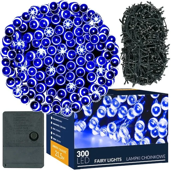 Lampki świąteczne 300 Led niebieskie 21,5 m oświetlenie choinkowe