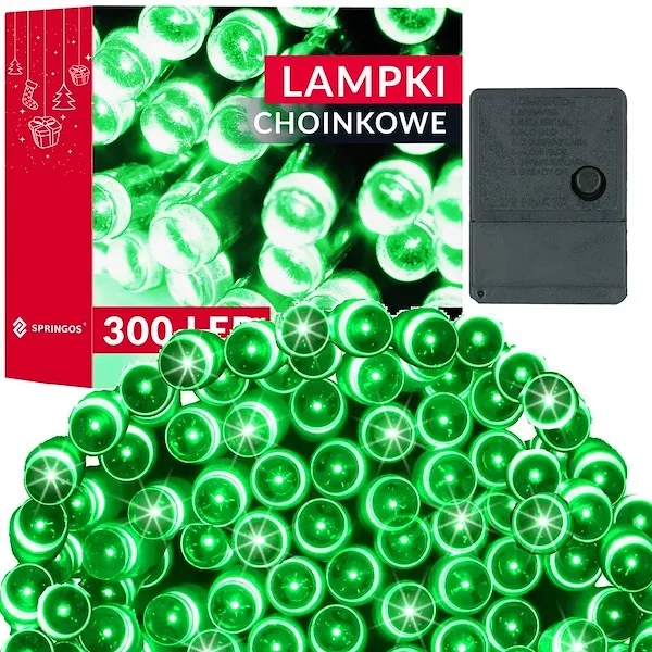 Lampki świąteczne 300 led zielone 22,5 m oświetlenie choinkowe