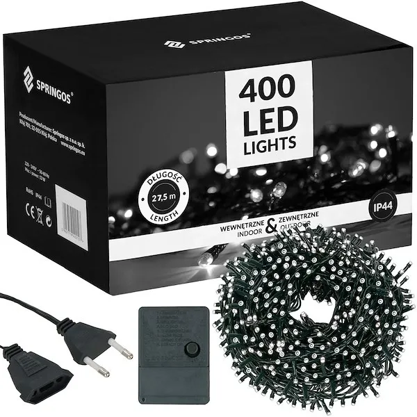 Lampki świąteczne 400 led biały zimny 27,5 m oświetlenie choinkowe IP20