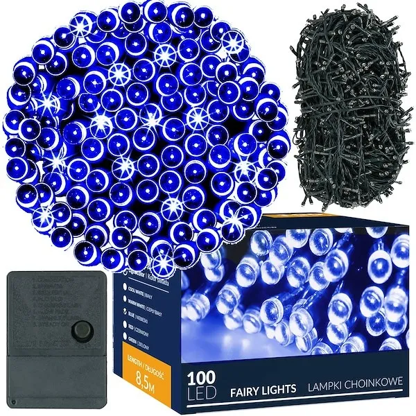 Lampki świąteczne 100 led niebieskie 8,5 m oświetlenie choinkowe