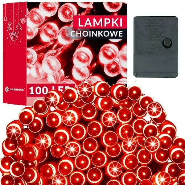 Lampki świąteczne 100 led czerwone 8,5 m oświetlenie choinkowe