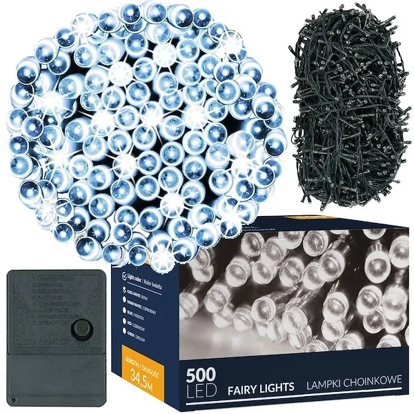 Lampki świąteczne 500 Led biały zimny 34,5 m oświetlenie choinkowe