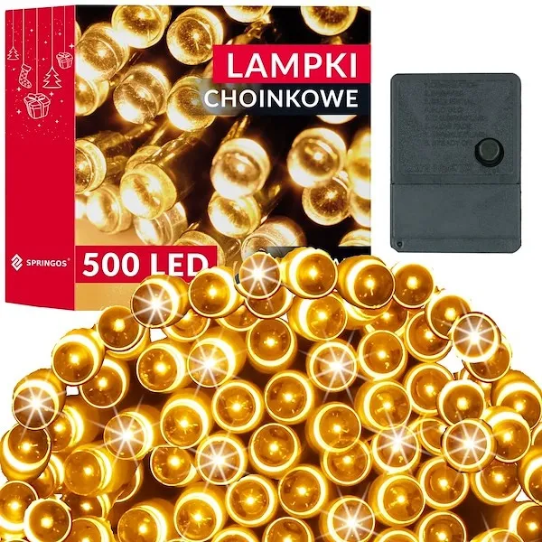 Lampki świąteczne 500 Led biały ciepły 34,5 m oświetlenie choinkowe