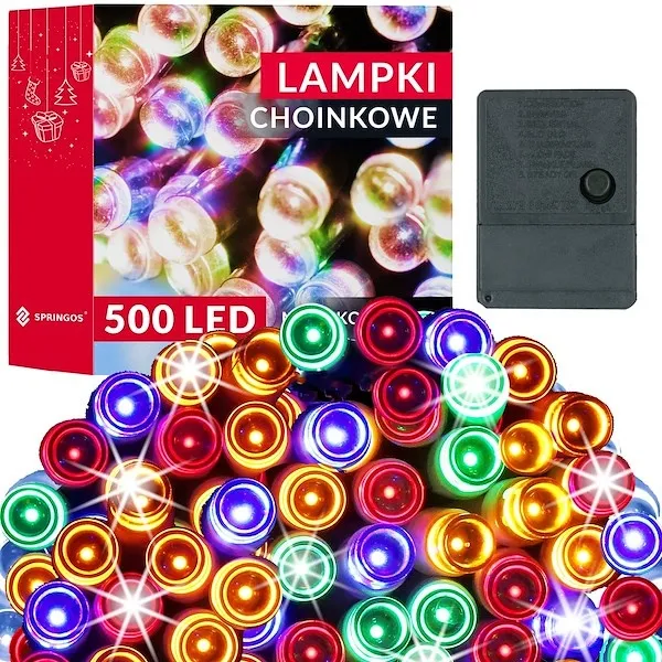 Lampki świąteczne 500 Led multikolor 34,5 m oświetlenie choinkowe
