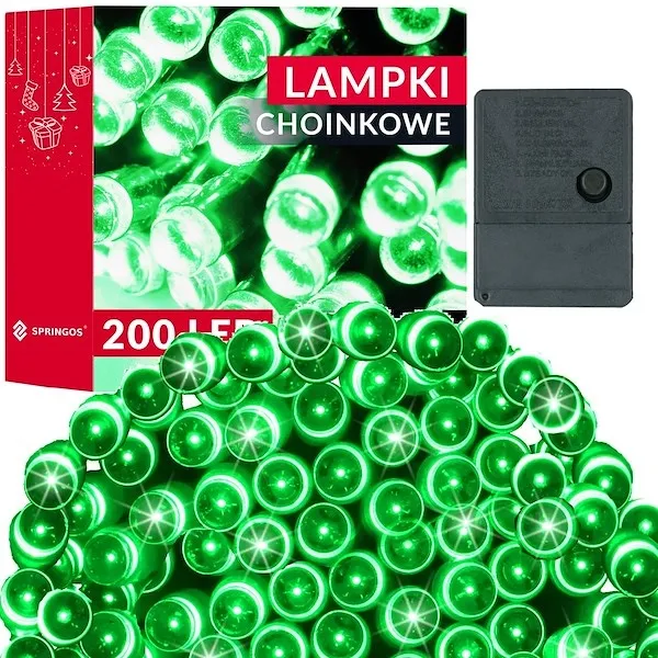 Lampki świąteczne 200 Led zielony 15,5 m oświetlenie choinkowe