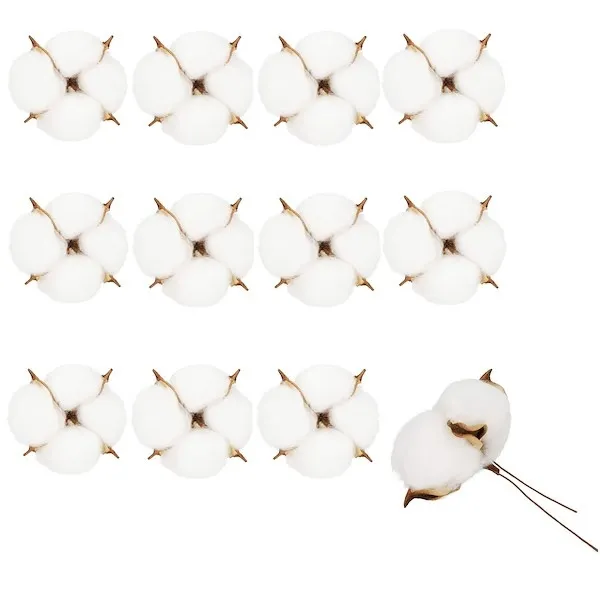 Bawełna kwiaty 12 szt. ozdoby świąteczne na druciku dekoracja do stroika