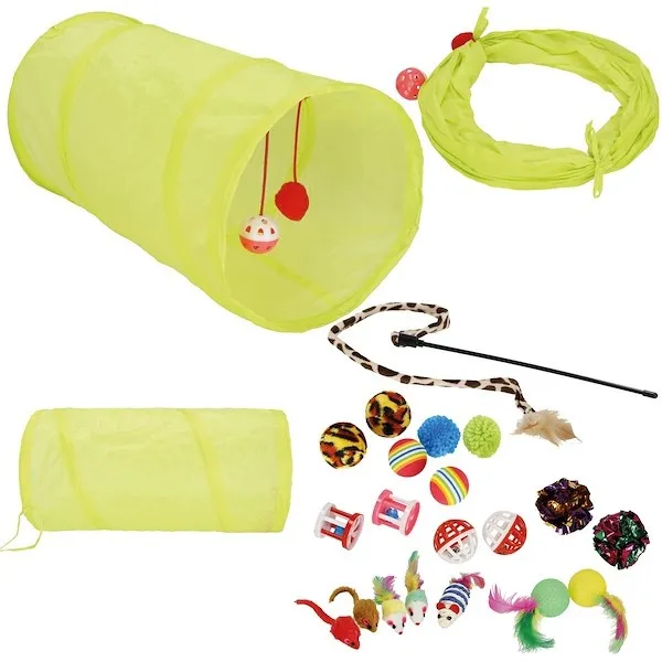 Zestaw zabawek dla kota tunel i kolorowe kulki 21 elementów
