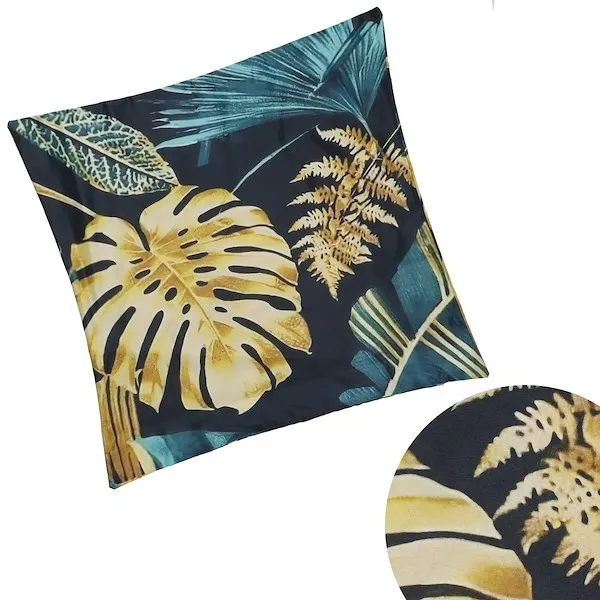 Poszewka dekoracyjna na poduszkę 45x45 cm ozdoba wzorzysta liście